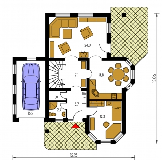 Mirror image | Floor plan of ground floor - KLASSIK 148